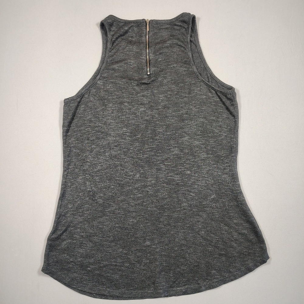 Mossimo Tank Top Womens Large Gray High Neck Back Zip Heathered Rayon Blend - Picture 2 of 7